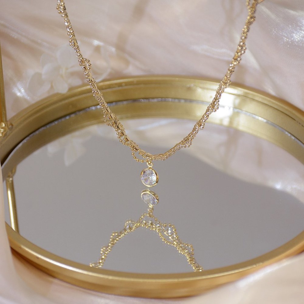 NEW 14K Gold Plated 2CT Solitaire Diamond Choker Necklace - Picture 6 of 8